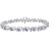 Haus Of Brilliance .925 Sterling Silver Lab-grown Birthstone And 1/6 Cttw Diamond Tennis Bracelet In Multi