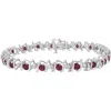 Haus Of Brilliance .925 Sterling Silver Lab-grown Birthstone And 1/6 Cttw Diamond Tennis Bracelet In Brown