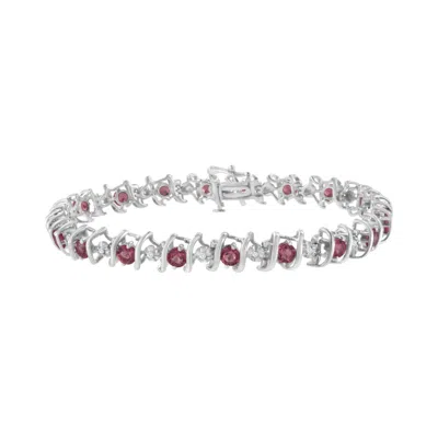 Haus Of Brilliance .925 Sterling Silver Lab-grown Birthstone And 1/6 Cttw Round Diamond Tennis Bracelet In White