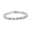 Haus Of Brilliance .925 Sterling Silver Lab-grown Birthstone And 1/6 Cttw Round Diamond Tennis Bracelet In Metallic