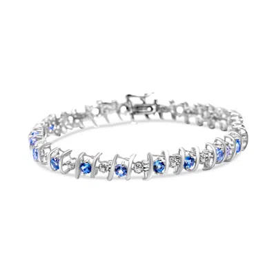 Haus Of Brilliance .925 Sterling Silver Lab-grown Birthstone And 1/6 Cttw Round Diamond Tennis Bracelet In Metallic