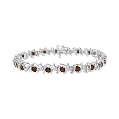 Haus Of Brilliance .925 Sterling Silver Lab-grown Birthstone And 1/6 Cttw Round Diamond Tennis Bracelet In Multi