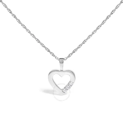 Haus Of Brilliance .925 Sterling Silver Lab Grown Diamond 1/4 Cttw Three Stone Heart Pendant Necklac In White