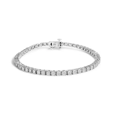 Haus Of Brilliance .925 Sterling Silver Lab Grown Diamond Illusion-set Miracle Plate Tennis Bracelet