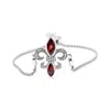 Haus Of Brilliance .925 Sterling Silver Marquise Garnet And Diamond Accent Lariat 4"-10" Fleur De Lis Adjustable Bolo B In White