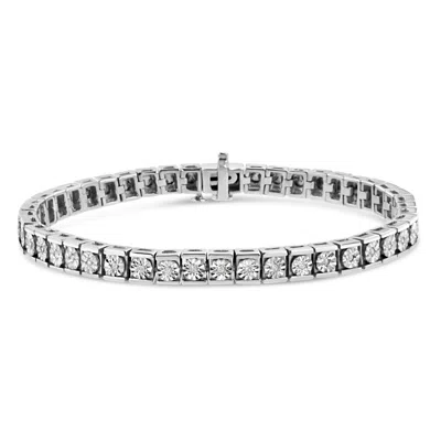 Haus Of Brilliance .925 Sterling Silver Miracle Set Diamond Accent Classic Tennis Bracelet In White