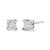 Haus Of Brilliance .925 Sterling Silver Miracle Set Princess-cut Diamond Solitaire Stud Earrings