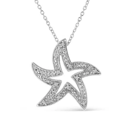 Haus Of Brilliance .925 Sterling Silver Open Diamond Accent Starfish Pendant Necklace In Metallic