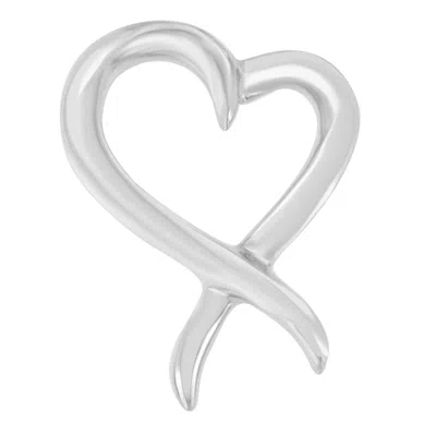 Haus Of Brilliance .925 Sterling Silver Open Heart-shaped Awareness Ribbon Pendant Necklace In White