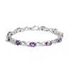 Haus Of Brilliance .925 Sterling Silver Oval Purple Amethyst And Diamond Infinity Link Bracelet