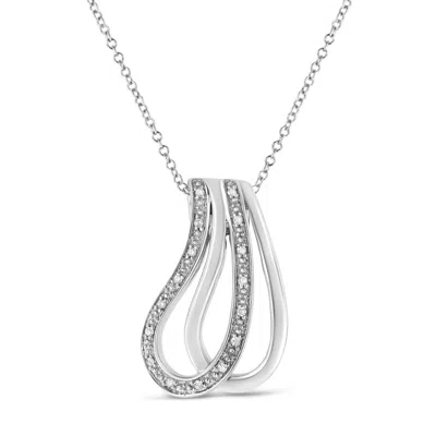 Haus Of Brilliance .925 Sterling Silver Pave-set Diamond Accent Double Curve 18" Pendant Necklace In Metallic