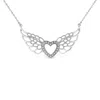 Haus Of Brilliance .925 Sterling Silver Pave-set Diamond Accent Fairy Wing Heart Pendant Necklace In Metallic