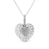 Haus Of Brilliance .925 Sterling Silver Pave-set Diamond Accent Heart Shape 18" Pendant Necklace In White