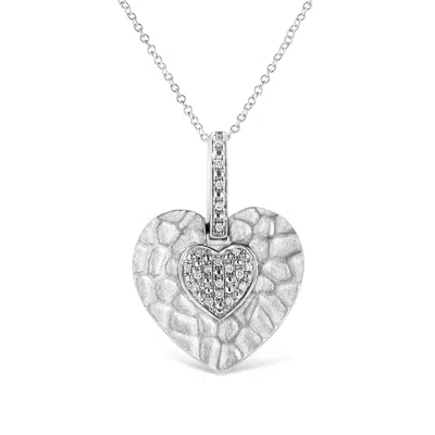 Haus Of Brilliance .925 Sterling Silver Pave-set Diamond Accent Heart Shape 18" Pendant Necklace In White