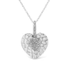 Haus Of Brilliance .925 Sterling Silver Pave-set Diamond Accent Heart Shape Pendant Necklace In Metallic
