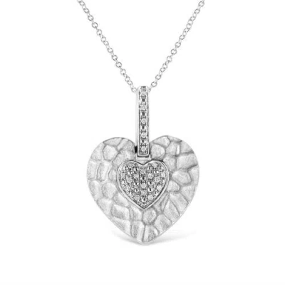 Haus Of Brilliance .925 Sterling Silver Pave-set Diamond Accent Heart Shape Pendant Necklace In Metallic