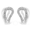 Haus Of Brilliance .925 Sterling Silver Pave-set Diamond Accent Horseshoe Hoop Earring In White