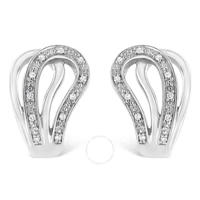 Haus Of Brilliance .925 Sterling Silver Pave-set Diamond Accent Horseshoe Hoop Earring In White