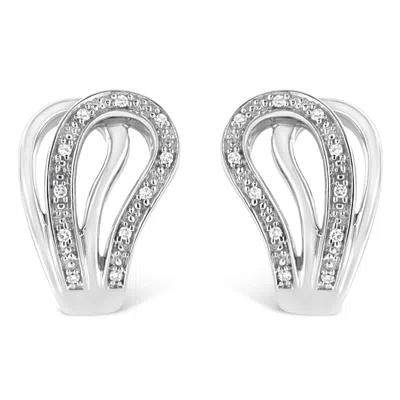 Haus Of Brilliance .925 Sterling Silver Pave-set Diamond Accent Horseshoe Hoop Earring In White