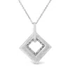 Haus Of Brilliance .925 Sterling Silver Pave-set Diamond Accent Kite Shape 18" Pendant Necklace In White