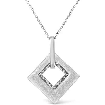 Haus Of Brilliance .925 Sterling Silver Pave-set Diamond Accent Kite Shape Pendant Necklace In Gray