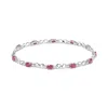 Haus Of Brilliance .925 Sterling Silver Pink Oval Shaped Ruby And 1/4 Cttw Diamond 7.25" Link Bracelet In White