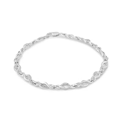 Haus Of Brilliance .925 Sterling Silver Prong Set Diamond Accent Curved Spiral Link Bracelet In White