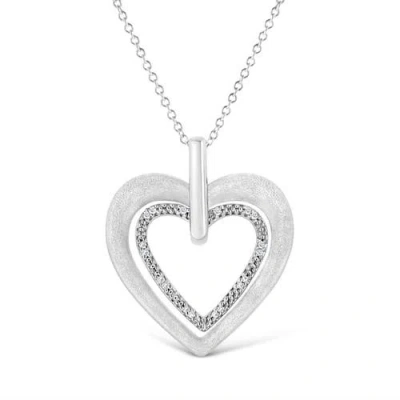 Haus Of Brilliance .925 Sterling Silver Prong-set Diamond Accent Double Heart Pendant Necklace In Multi