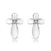 Haus Of Brilliance .925 Sterling Silver Prong Set Diamond Accent Floral Cross Stud Earring In White