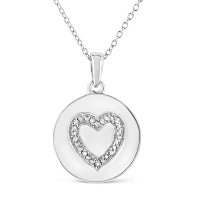 Haus Of Brilliance .925 Sterling Silver Prong-set Diamond Accent Heart Emblemed 18" Pendant Necklace