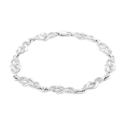 Haus Of Brilliance .925 Sterling Silver Prong Set Diamond Accent Infinity Weave Link 7.25" Bracelet In White