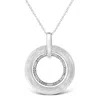 Haus Of Brilliance .925 Sterling Silver Prong-set Diamond Accent Satin Finished Double Circle 18" Pendant Necklace In White