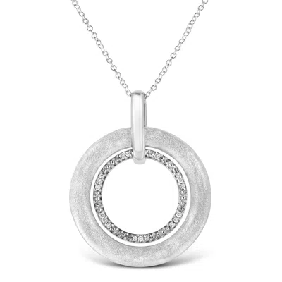 Haus Of Brilliance .925 Sterling Silver Prong-set Diamond Accent Satin Finished Double Circle 18" Pendant Necklace In White