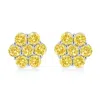 Haus Of Brilliance .925 Sterling Silver Prong Set Round-cut Treated Colored Diamond Floral Cluster Stud Earring