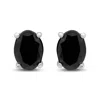Haus Of Brilliance .925 Sterling Silver Prong Set Treated Black Oval Diamond Stud Earring