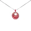 Haus Of Brilliance .925 Sterling Silver Red Enamel And 1/2 Diamond Endless Swirl Medallion 18" Pendant Necklace In White