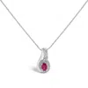 Haus Of Brilliance .925 Sterling Silver Red Ruby And Diamond Accent Milgrain Swirl Pendant Necklace In White