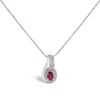 Haus Of Brilliance .925 Sterling Silver Red Ruby And Diamond Accent Milgrain Swirl Pendant Necklace In Gray