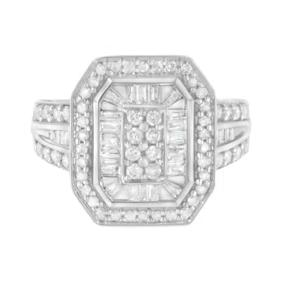 Haus Of Brilliance .925 Sterling Silver Round And Baguette Diamond Cathedral Ring In White