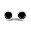 Haus Of Brilliance .925 Sterling Silver Round Brilliant-cut Black Diamond Bezel-set Stud Earrings With Screw Backs In White
