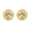 Haus Of Brilliance .925 Sterling Silver Round Brilliant Cut Diamond Solitaire Milgrain Stud Earrings In Yellow