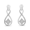 Haus Of Brilliance .925 Sterling Silver Round-cut Diamond Accent Tilted Square And Infinity Drop Earrings In White