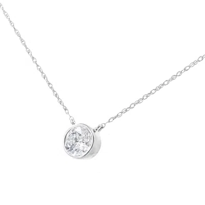 Haus Of Brilliance .925 Sterling Silver Round-cut Diamond Bezel 18" Pendant Necklace In White