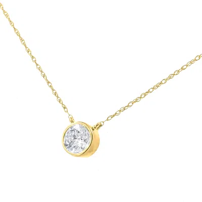 Haus Of Brilliance .925 Sterling Silver Round-cut Diamond Bezel 18" Pendant Necklace In Yellow