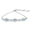 Haus Of Brilliance .925 Sterling Silver Swiss Blue Topaz And White Sapphire Bolo Bracelet In Silver