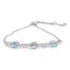 Haus Of Brilliance .925 Sterling Silver Swiss Blue Topaz And White Sapphire Bolo Bracelet In White