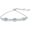 Haus Of Brilliance .925 Sterling Silver Swiss Blue Topaz And White Sapphire Bolo Bracelet In Blue