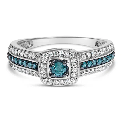 Haus Of Brilliance .925 Sterling Silver Treated Blue Miracle-set Diamond Engagement Ring