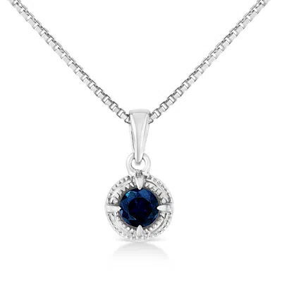 Haus Of Brilliance .925 Sterling Silver Treated Color Diamond Solitaire 18" Milgrain Pendant Necklace In Multi