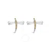 Haus Of Brilliance .925 Sterling Silver Yellow Diamond Accent Dragonfly Stud Earrings